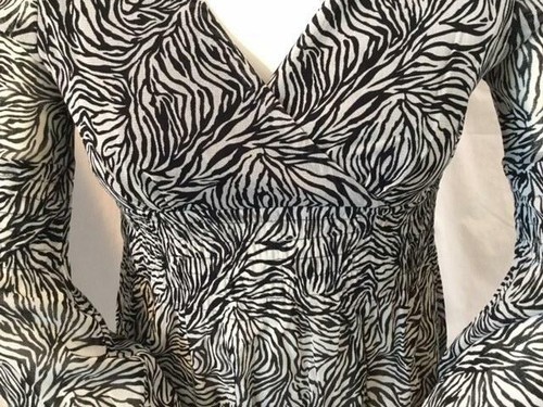Womens BCBG Maxazria Black/White V-Neck Shirt Long Sleeves - Elastic Detailing S - Bild 2 von 8