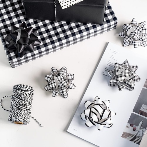 Paper Christmas Gift Bow Assortment - Black and White Design for Christmas Ho... - Picture 6 of 9