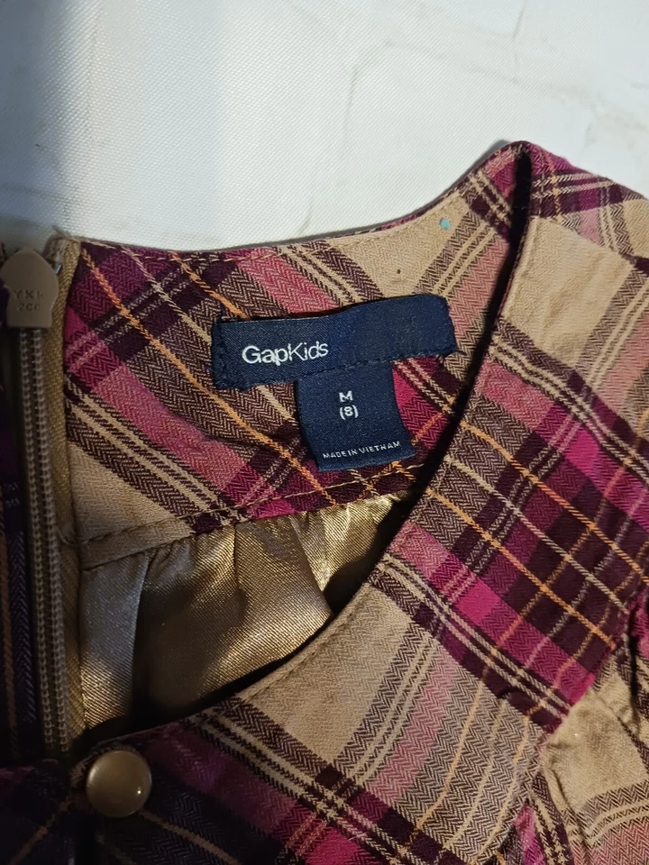 Vestido a Cuadros Gap Niños Rosa, Marrón Niñas Talla 8 M Manga Larga Algodón Foto 3 de 3