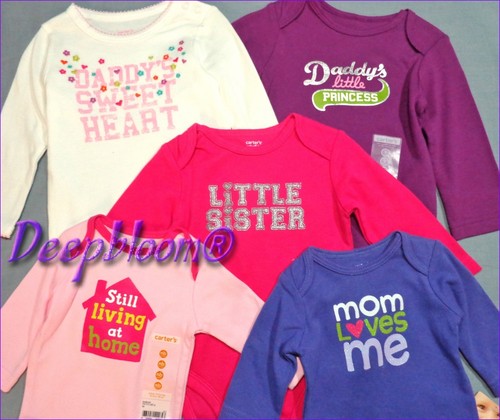 CARTER'S OUTFIT BODYSUIT LONG ONE PIECE BABY GIRLS NB 3 6 9 12 18 24 MONTHS NEW - Picture 2 of 7