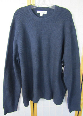 NWT Amazon Essentials Ribbed Navy Cotton Blend Crew Neck Sweater Men's Size XXL