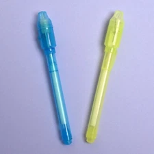 2 Invisible Ink Secret Built-in UV Light Magic Marker Spy Pen