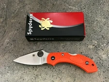 Spyderco Dragonfly Knife Stainless Steel Blade C28POR2 Plain Edge Orange Handle