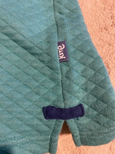 Organic Cotton Big Kid's Henley Sweatshirt | Quilt Ocean Blue With Quarter Zip - Picture 3 of 5