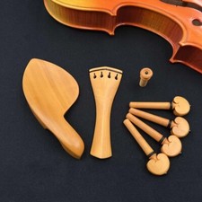 Violin Boxwood Parts Accessories Set 4/4 Pegs/ Endpin/Tailpiece/Chinrest