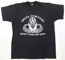 Rare Vintage SCREEN STARS Delta Company ABN INF REGT Infanty T Shirt 90s Black L