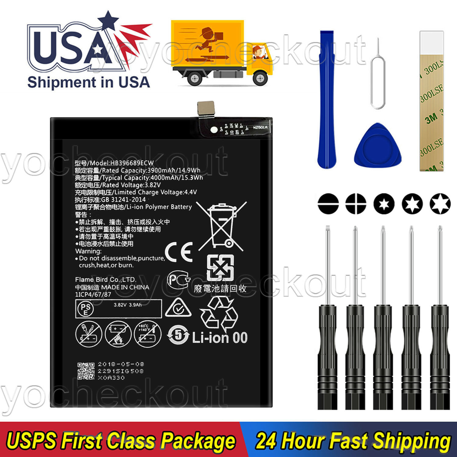 for Huawei Mate 9 Pro LON-L29 Replacement Battery HB396689ECW Adhesive Tools