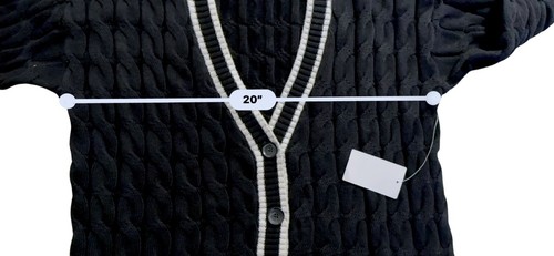 Good American Women Black & White Cable Knit Cardigan Sweater Size 1/2 = S/M NWT - Picture 2 of 7