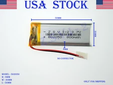 3.7V 800mAh 802050 Lithium Polymer LiPo Rechargeable Battery (USA STOCK)