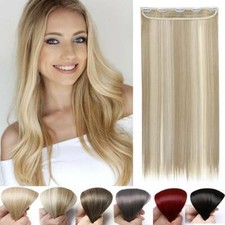 Thick Synthetic Full Head Clip In Hair Extensions Long Straight Hair Extentions