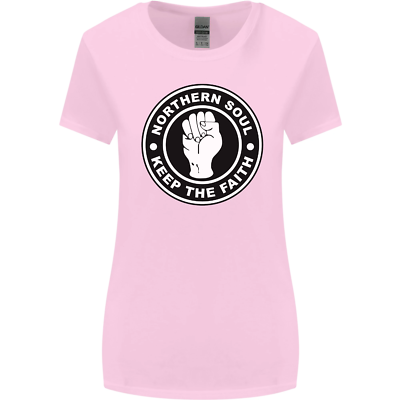 Tribal T-Shirts Womens Northern Soul Keep The Feith Dancer Logo V Neck T- Shirt, Rosa scuro, S