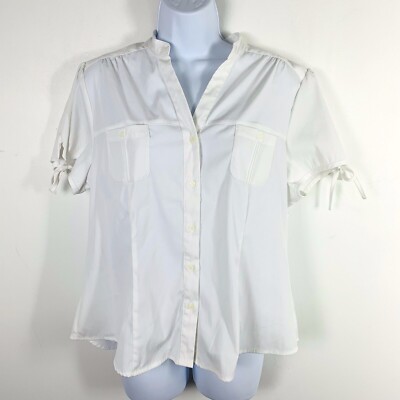 Fred David Petites Top sz PL White Parisian Minimalist Soft Officecore