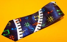 STEVEN HARRIS MULTI COLOR MUSICAL NOTES  MOTIF POLYESTER TIE - DESIGNER TIES.