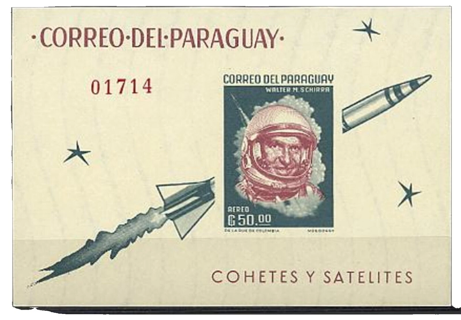 Selos perfeitos, sem marca de charneira (MNH) bloco do Paraguai