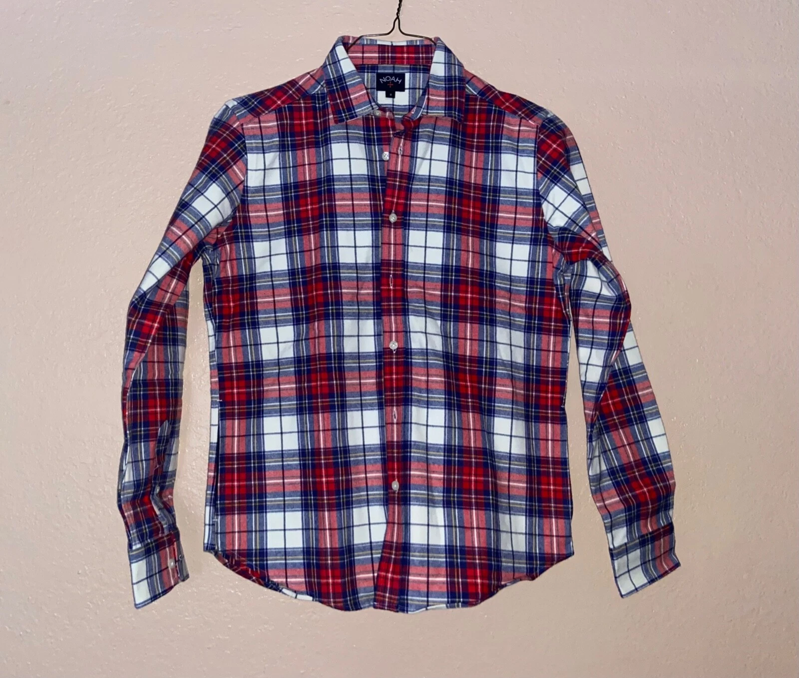 Veste chemise à carreaux Noah NYC Ny taille S caban Supreme HUF Stussy blanc cassé !