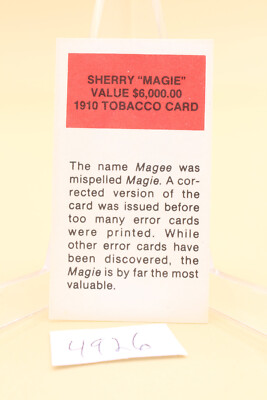 Reprint 1910 Tobacco Card Baseball Sherry Magie NM+