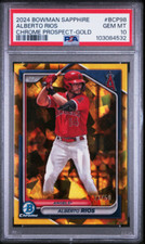 2024 BOWMAN SAPPHIRE EDITION CHROME PROSPECTS ALBERTO RIOS GOLD /50 PSA 10 POP 2