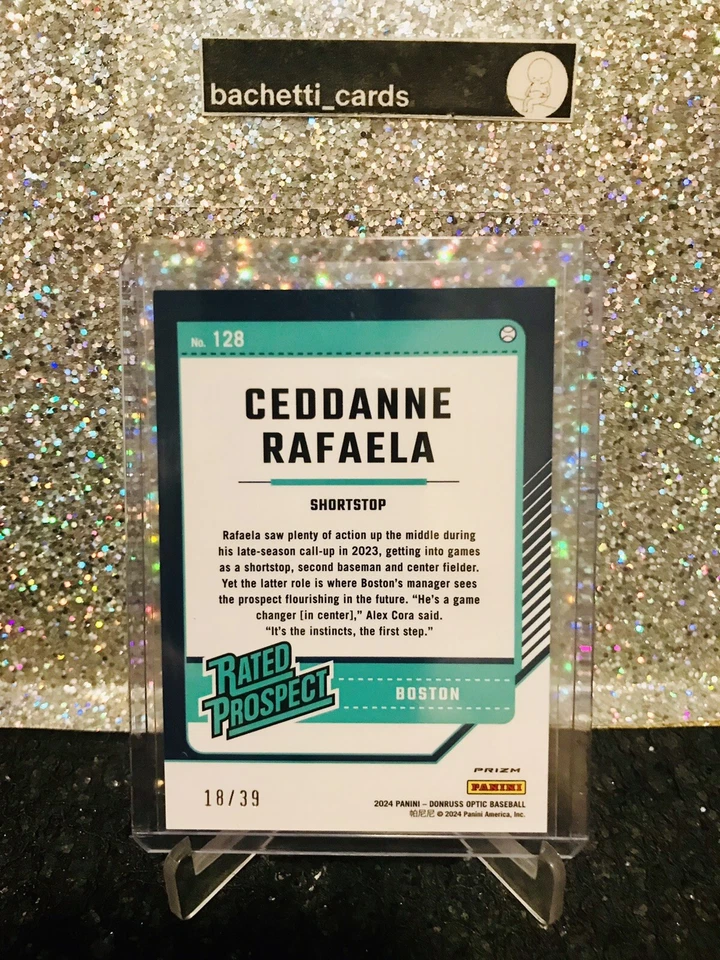 2024 Ceddanne Rafaela Black Velocity #d/39 SSP RC Rookie Donruss Optic Red Sox - Image 2 of 3