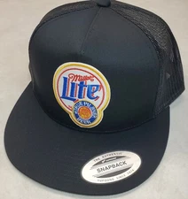 Miller Lite Beer Patch Trucker Hat / YP Classics 6006 Black/Black 