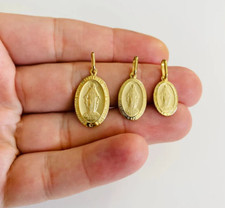 Colgante Medalla Milagrosa Milagrosa Virgen María Oro Amarillo 14K Sólido - PT0276