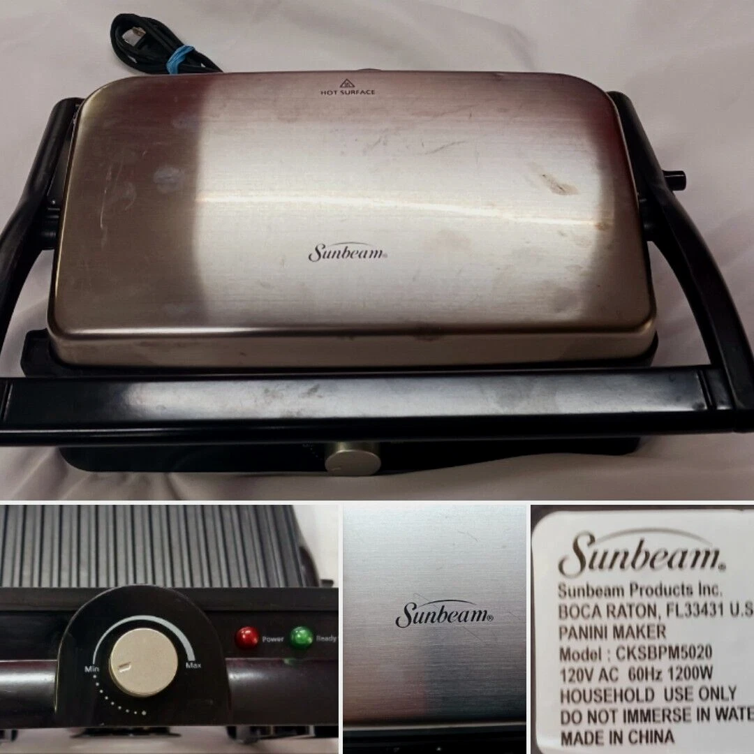 SUNBEAM 2 SLICE NONSTICK PANINI MAKER AND GRILL CKSBPM5020 GREAT CONDITION