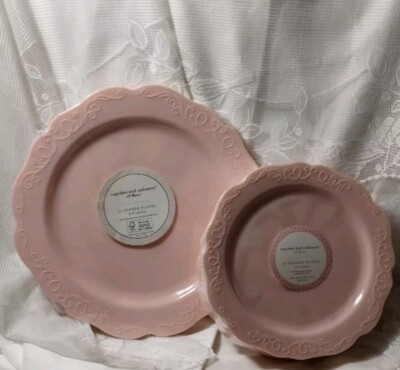 Cupcakes & Cashmere DINNER & SALAD DESSERT PLATES disposable premium Pink 36 pc