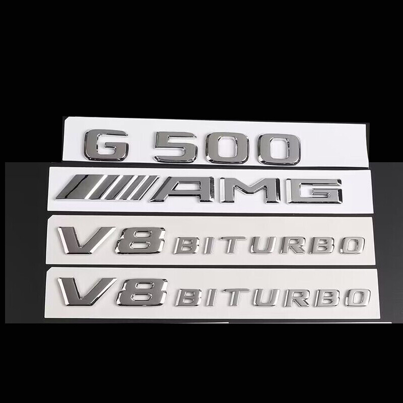 4pcs G500 AMG V8 Biturbo Chrome Rear Badge Emblem For Mercedes Benz G 500 W463