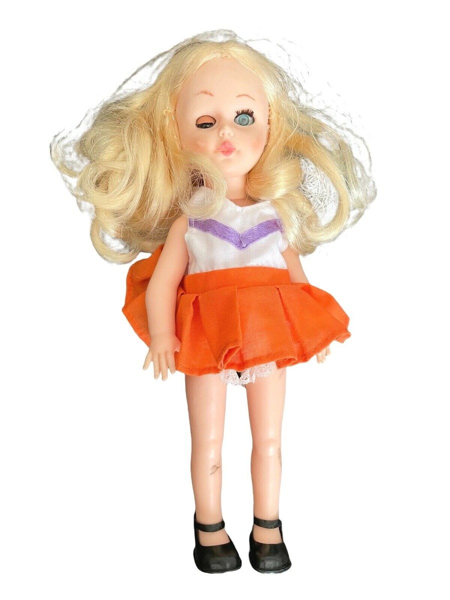 Vtg Cheerleader Blonde Girl Doll Oddities Halloween Creepy Eye