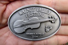 Vtg WALNUT VALLEY FESTIVAL Belt Buckle 2007 Flatpicking Music Winfield RARE VG