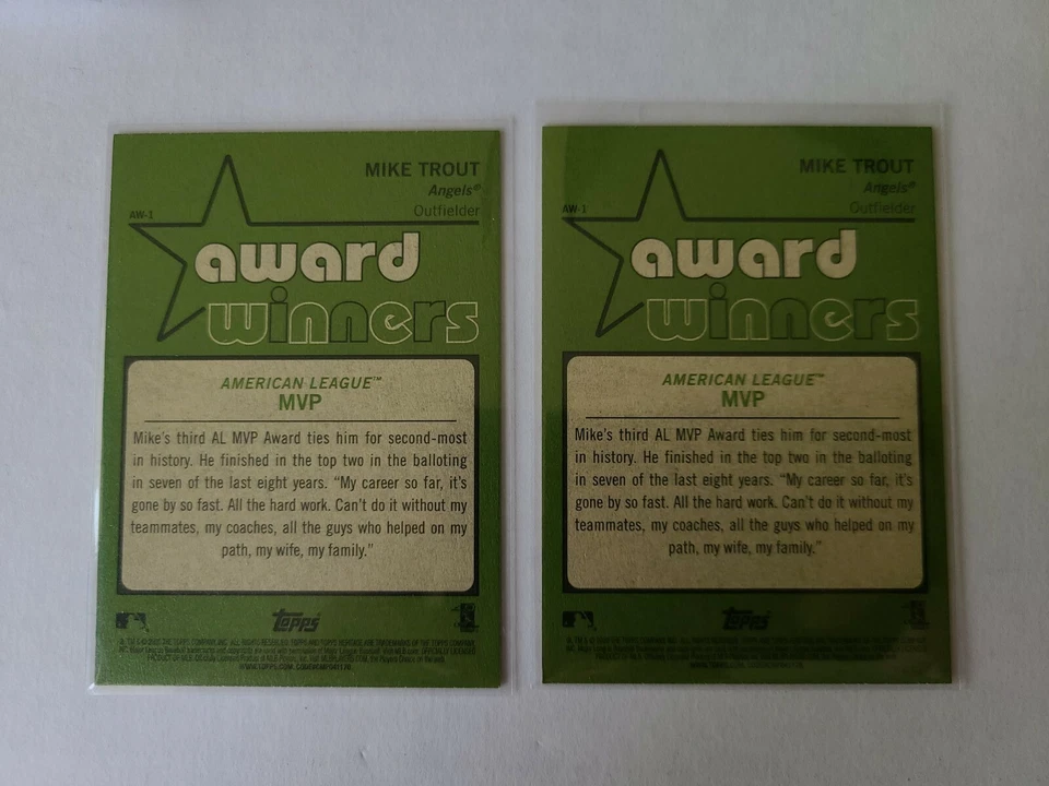2020 Topps Heritage High Number Mike Trout Award Winners #AW-1 ×2 🔥⚾⚾🔥 - Image 2 of 2