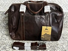 NOS Jack Georges Voyager Briefcase Brown Leather Satchel Bag 14 x10 x6 Shoulder