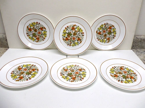 Corelle Indian Summer Lunch Plate Lot of 6 Luncheon Set 8 1/2" Autumn Floral