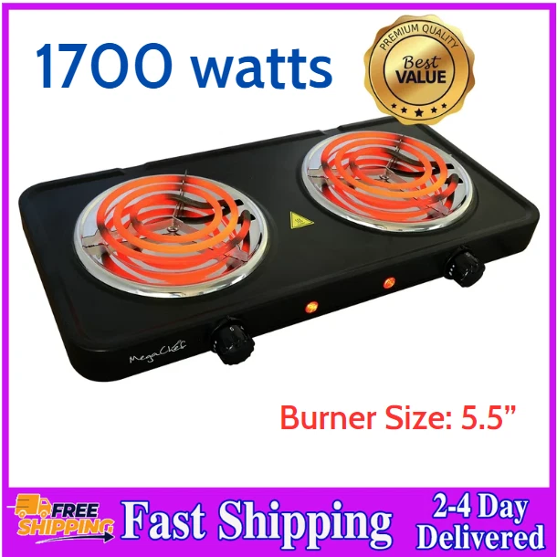 Electric Easily Portable Ultra Lightweight Dual Coil Burner Cooktop Buffet  Range | eBay