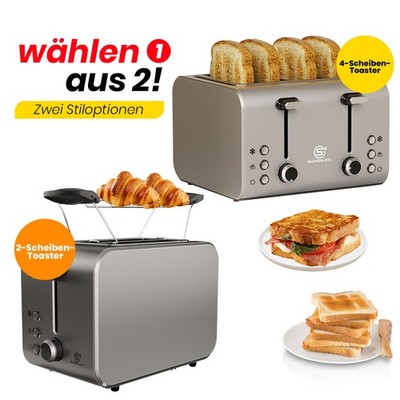 SUPERLEX 2/4 Scheiben-Toaster Hochwertiges Edelstahlgehäuse 1600W Toastautomat