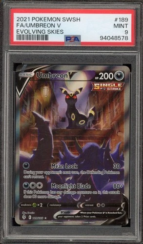 Pokemon Umbreon V Evolving Skies Full Alt Art #189 PSA 9 Mint