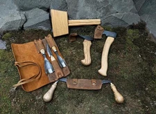 7-Piece Hand-Forged Wood Carving Tool Set | Carbon Steel Kit with Leather Sheath
