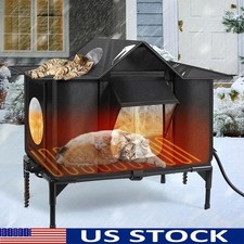 Insulated Outdoor Cat Shelter Waterproof Thermal House W/ Escape Door Stray Cats
