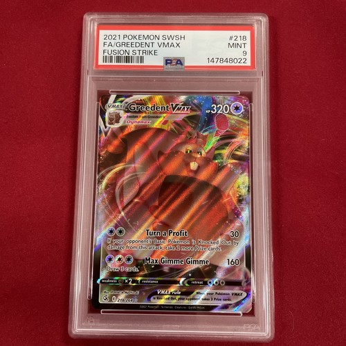 GRADED PSA 9 2021 Pokemon SWSH FA/Greedent VMax Fusion Strike #218