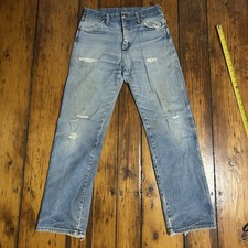 Vintage 70s Wrangler Distressed USA Made Jeans Scovill Zip 13MWZ 28/30
