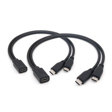 Yeyukye USB C Splitter Charge Cable, 1 Feet 2-in-1 11.8 inches, black