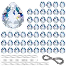 50PCS Clear Crystal Ball Prism 20mm Suncatcher Chandelier Pendants Maker with...