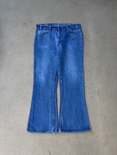 Vintage 80  s Levi  s 646 Orange Tab Bellbottom Flare Faded Denim Jeans Size 37x30