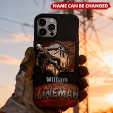 Personalized Lineman Phone Case, Lineman Iphone Case 7-17 Pro Max