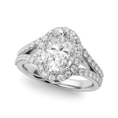Top Qualität! Halo-Verlobungsring 2 kt DE/VS Lab-gezüchtet Ovalschliff Diamant Platin