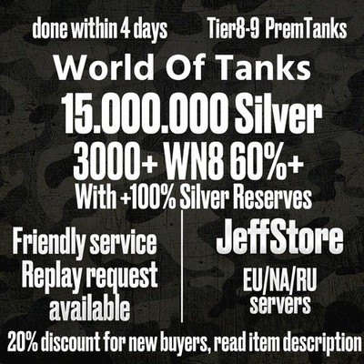 World Of Tanks l 15.000.000 Silver l 3000+ WN8 60%+ l UNICUM stats l EU/NA l WOT