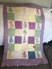 Sunbonnet Sue Very Old Child s Quilt All Handmade Quilted 70x43