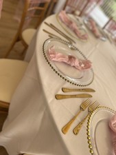 Gold Beaded Glass Charger Plates For Hire 900 Available