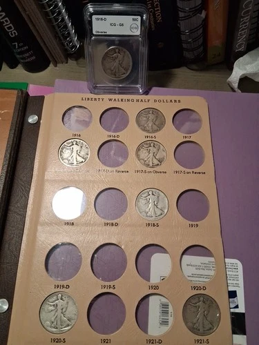 1916-1947 WALKING LIBERTY HALF DOLLAR STARTER SET IN  (7 COINS) EARLY RARE ONES.