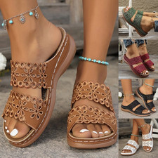 Womens Summer Wedge Heel Sandals Casual Slippers Ladies Slip On Shoes Mules 2026