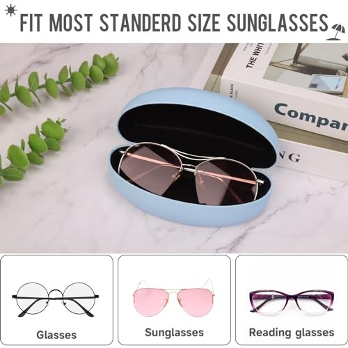Sunglasses Case Hard Shell,2 Pack Large Eyeglasses Cases Protective Green+blue - Picture 3 of 6